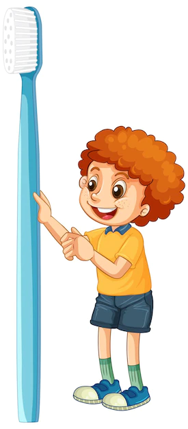 Free Vector | A little boy holding toothbrush on white background