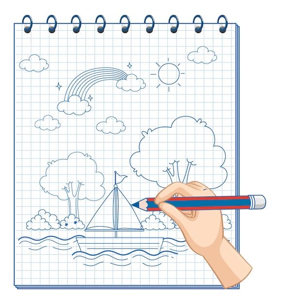 Free Vector | A notebook with a doodle sketch design at the cover page