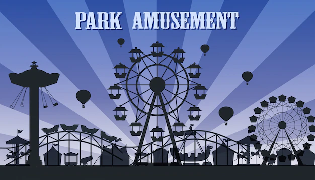 Free Vector | A silhouette amusement park template