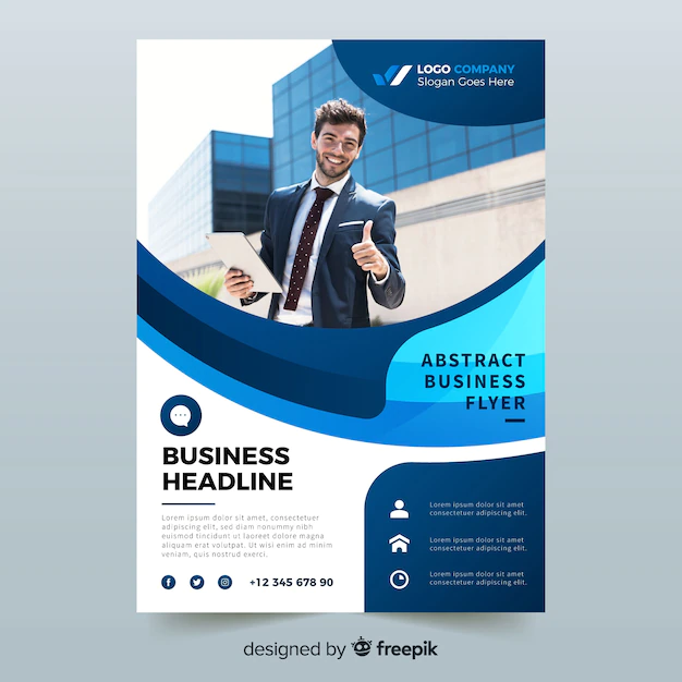 Free Vector | Abstract bussiness flyer with photo template
