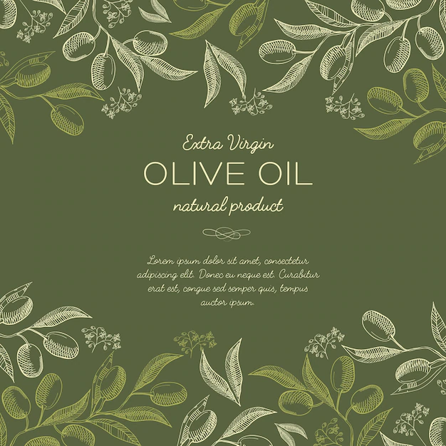 Free Vector | Abstract hand drawn botanical  with olives tree branches in vintage style and green colors