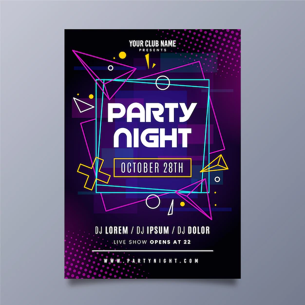 Free Vector | Abstract neon lights and borders music party poster