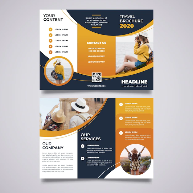 Free Vector | Abstract trifold brochure template with image