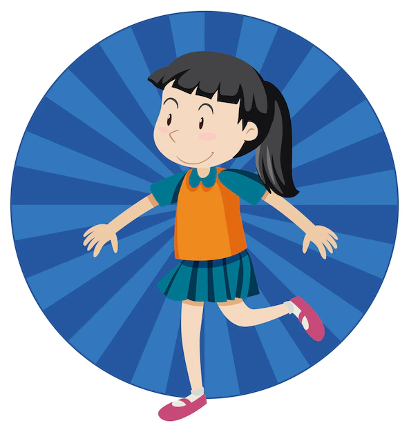 Free Vector | Active girl simple cartoon character
