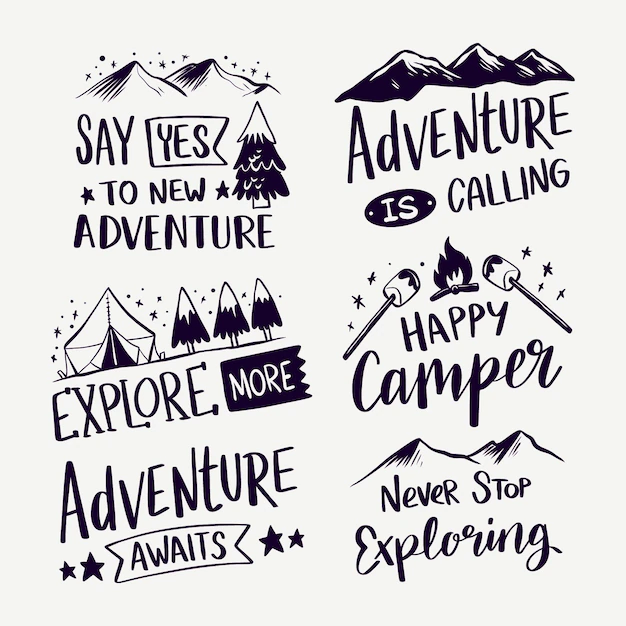 Free Vector | Adventure is calling lettering collection