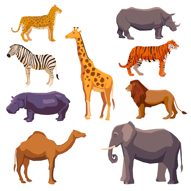 Free Vector | Africa animal decorative set