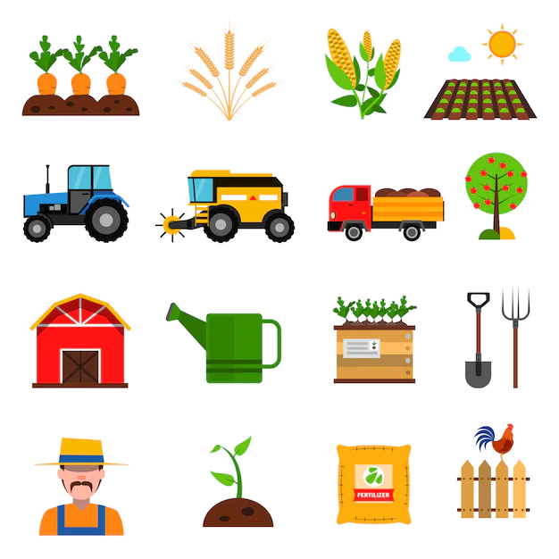 Free Vector | Agriculture icons set
