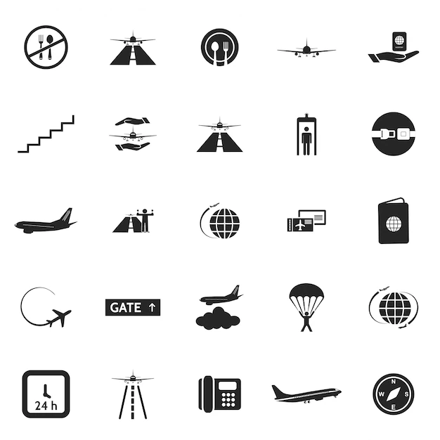 Free Vector | Airport icon set