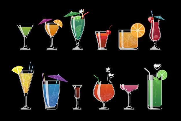 Free Vector | Alcohol drinks and beach cocktails isolated