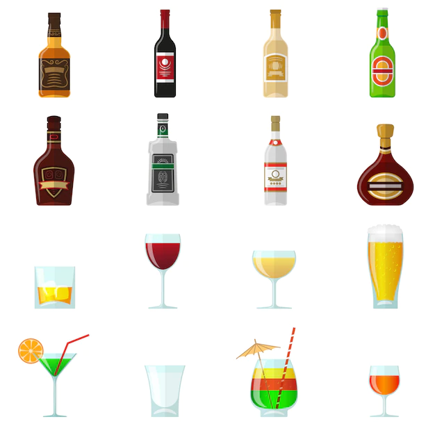 Free Vector | Alcohol flat icons