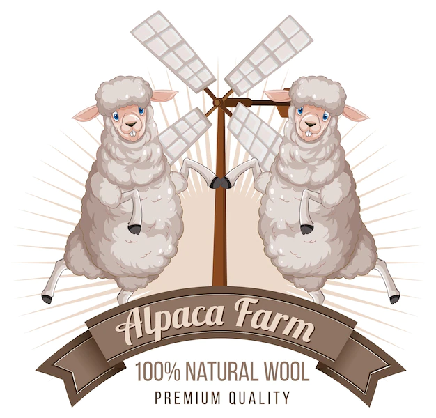 Free Vector | Alpaca farm logo for wool products