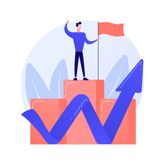 Free Vector | Ambitious businessman on top. business growth, leadership quality, career opportunity. success achievement, aspirations realization idea.
