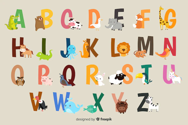 Free Vector | Animal alphabet on a grey background