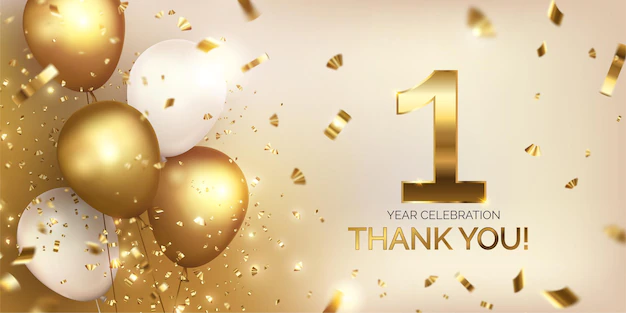 Free Vector | Anniversary celebration with golden balloons