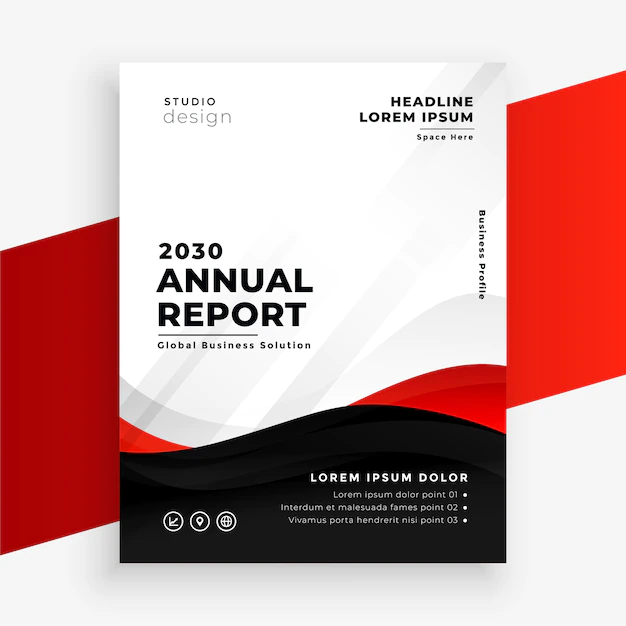 Free Vector | Annual report modern red flyer design template