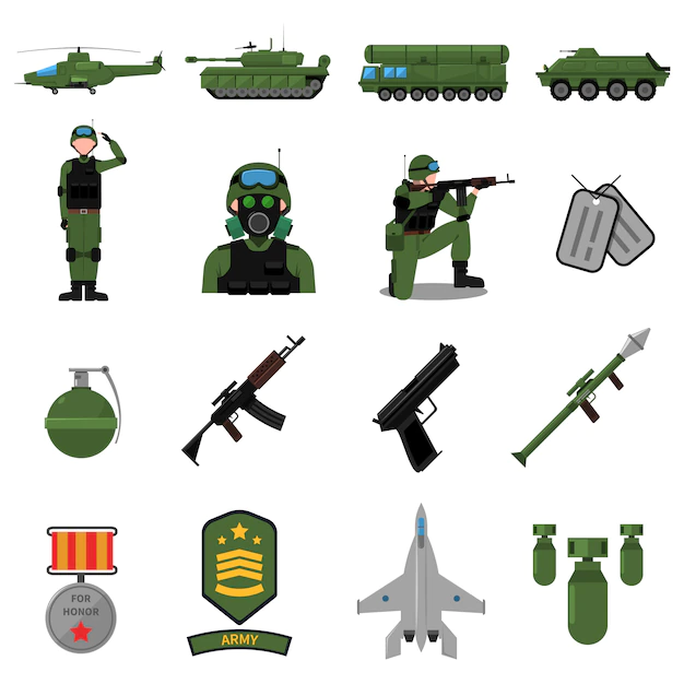 Free Vector | Army icons set