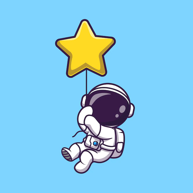 Free Vector | Astronaut floating with star balloon cartoon vector icon illustration. science technology icon concept isolated premium vector. flat cartoon style