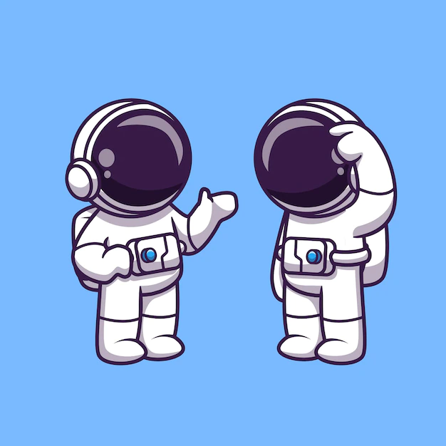 Free Vector | Astronauts talking cartoon   illustration. science technology  concept isolated  . flat cartoon style
