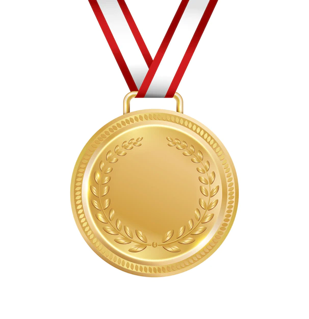 Free Vector | Award medal realistic composition with isolated image of medal with laurel wreath on blank background vector illustration