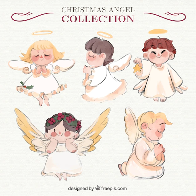Free Vector | Awesome angels collection in watercolor style