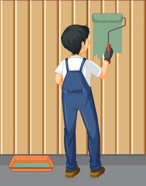 Free Vector | Back of painter construction worker