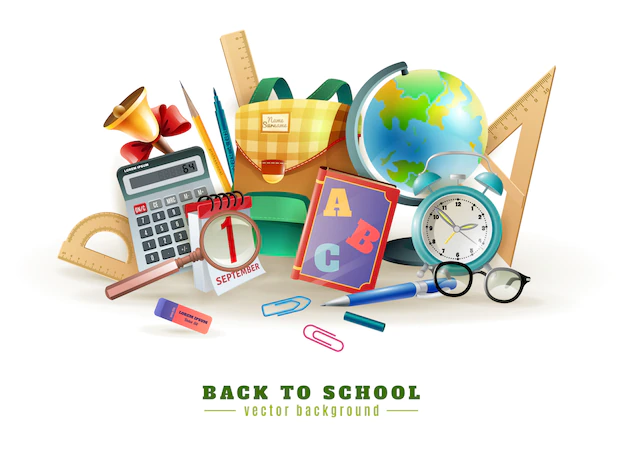 Free Vector | Back to school accessories composition poster