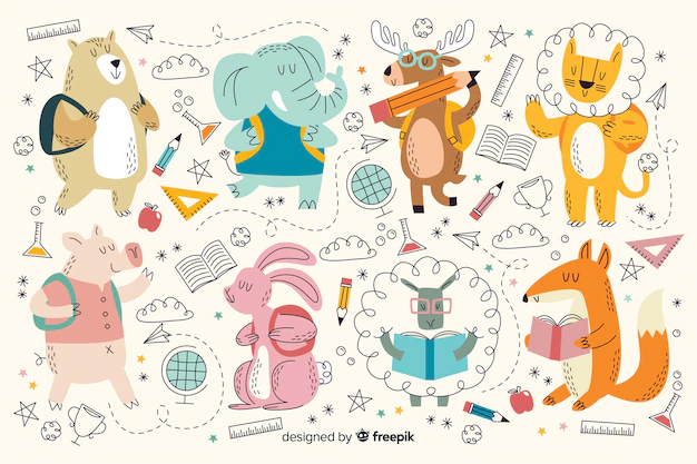 Free Vector | Back to school animal collection