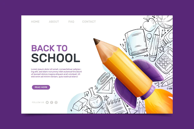 Free Vector | Back to school landing page template with illustrations