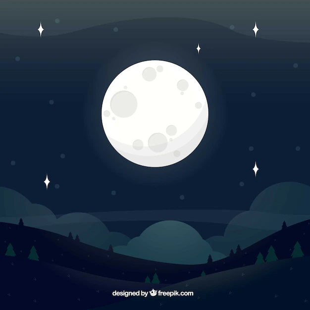 Free Vector | Background of landscape with full moon