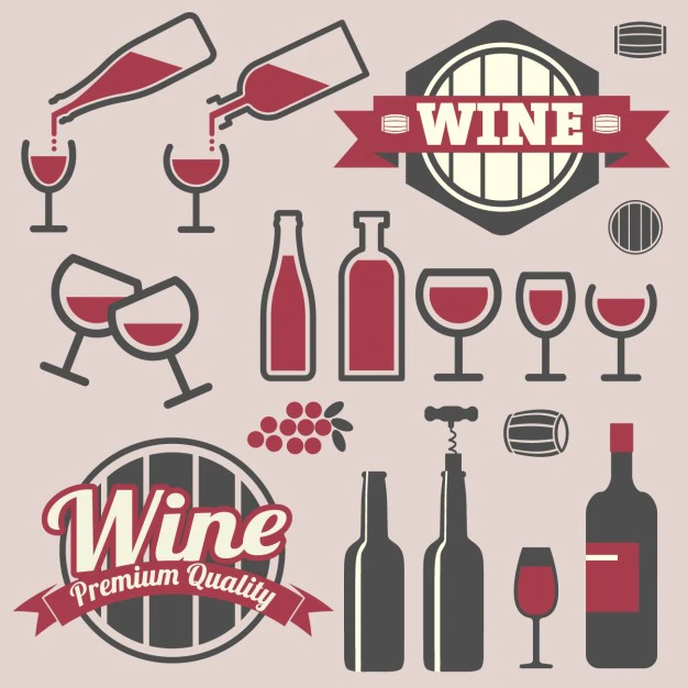 Free Vector | Badges and icons wine design