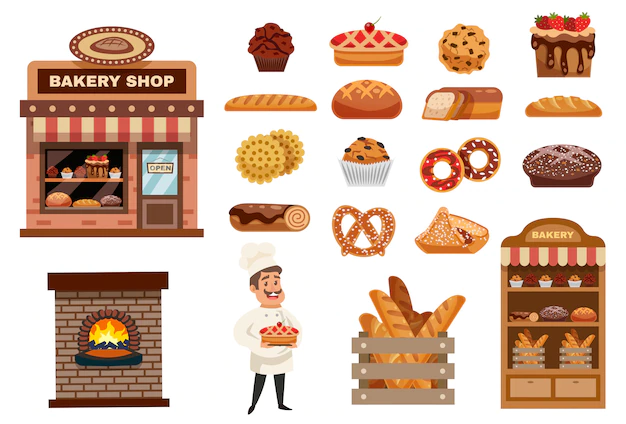 Free Vector | Bakery icons set