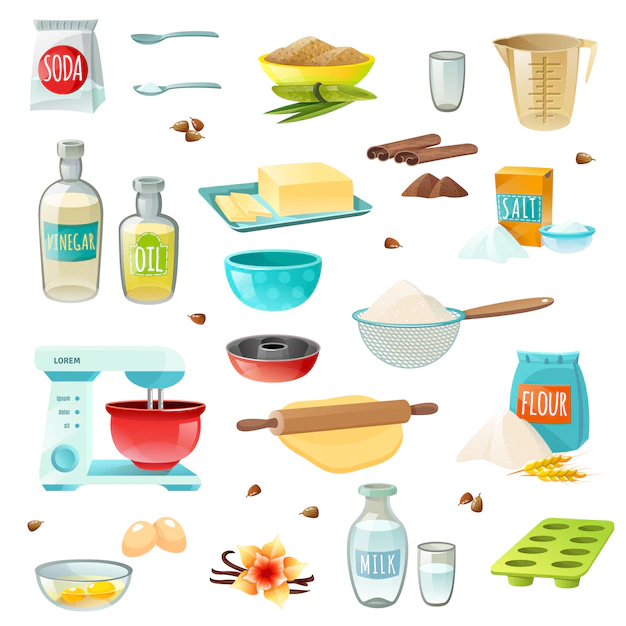 Free Vector | Baking ingredients colored icons