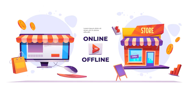 Free Vector | Banner of online to offline system
