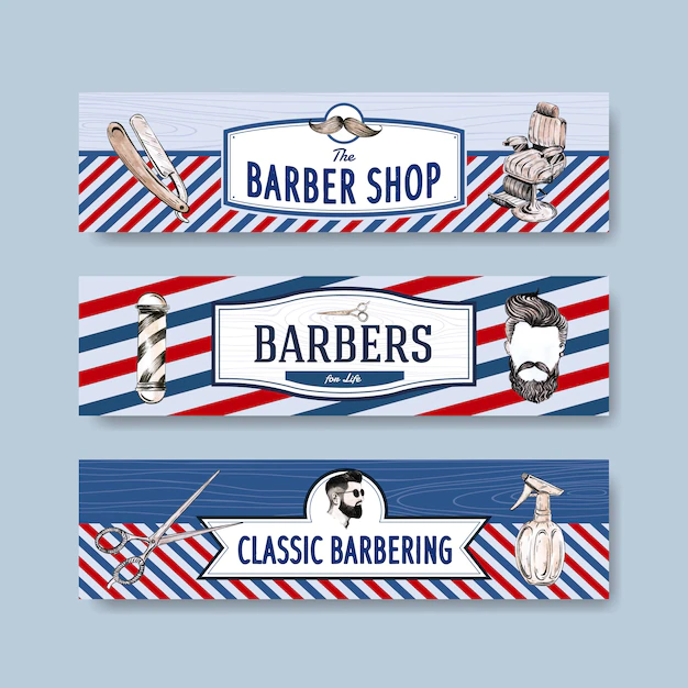 Free Vector | Banner template with barber concept design for advertise.