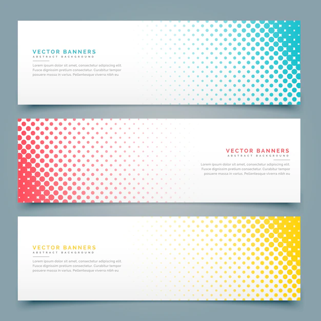 Free Vector | Banners with halftone dots, different colors