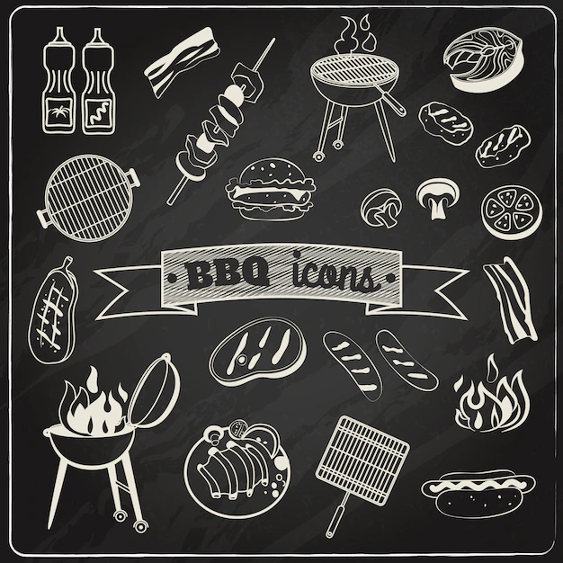 Free Vector | Barbecue chalkboard set