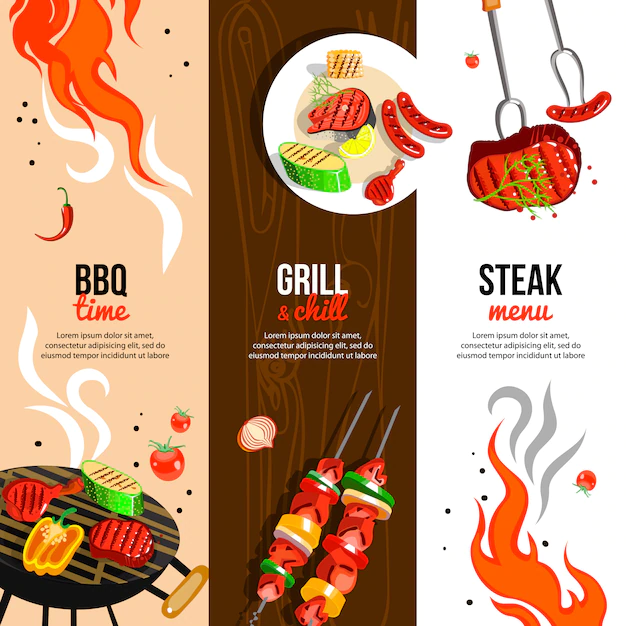 Free Vector | Barbecue party vertical banners set