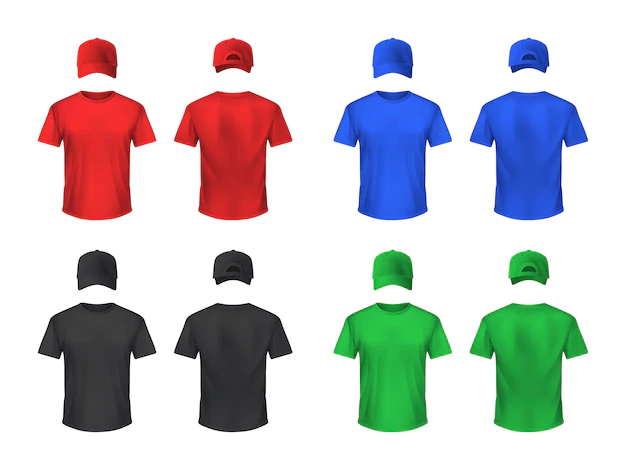 Free Vector | Basebal cap and tshirt colored sets