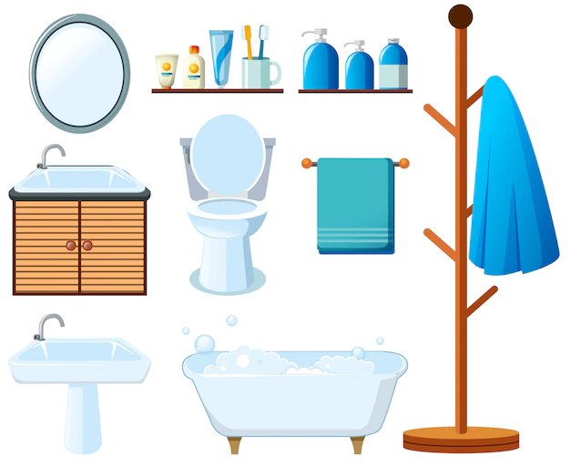 Free Vector | Bathroom equipments on white background