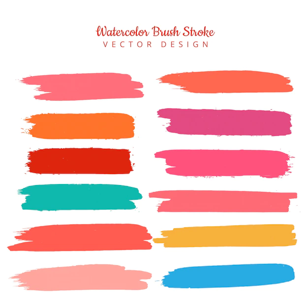 Free Vector | Beautiful colorful watercolor stroke set design vector