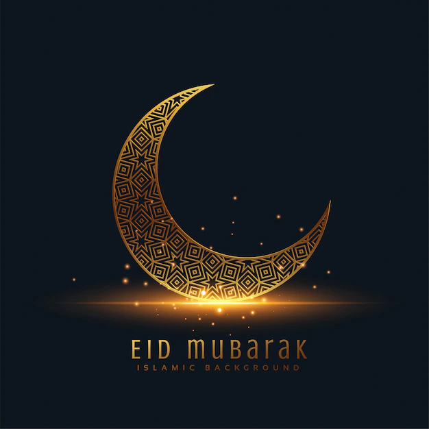 Free Vector | Beautiful eid mubarak golden decorative moon greeting