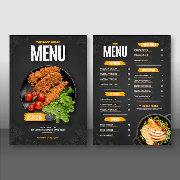 Free Vector | Beautiful food menu design template