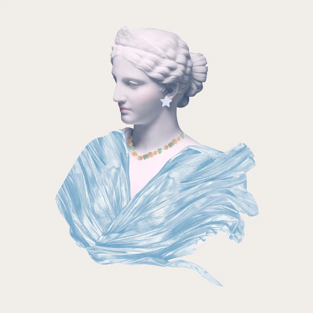 Free Vector | Beautiful greek goddess statue aesthetic mixed media