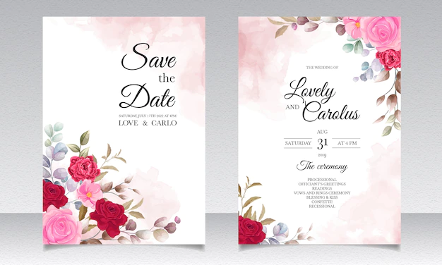 Free Vector | Beautiful hand drawing wedding invitation floral design