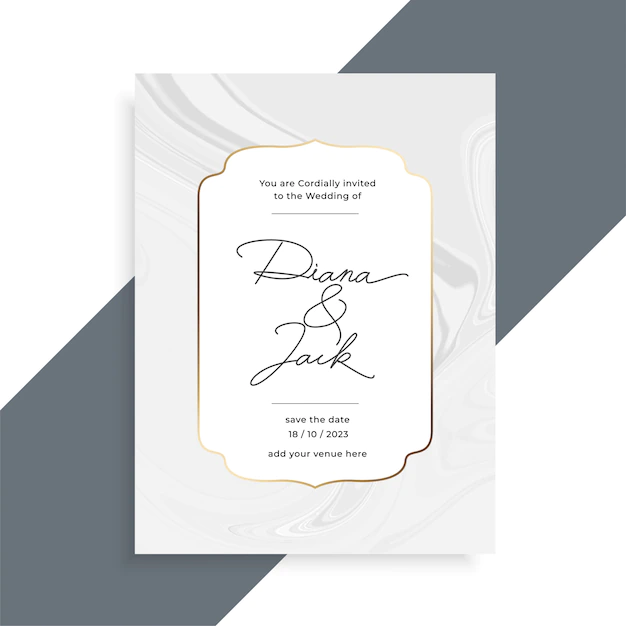 Free Vector | Beautiful marble texture wedding invitation card template