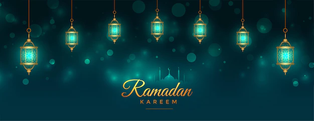 Free Vector | Beautiful ramadan kareem islamic lantern lamps banner