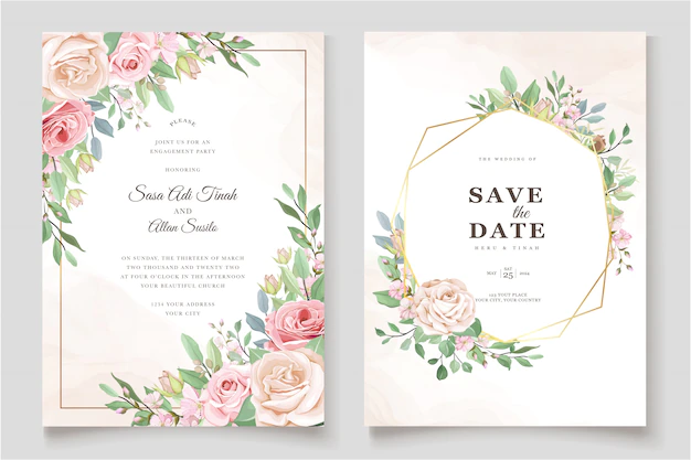 Free Vector | Beautiful roses invitation card template