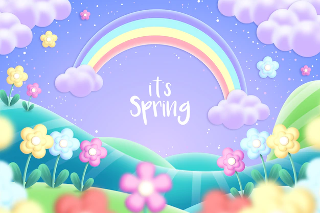 Free Vector | Beautiful spring background with rainbow