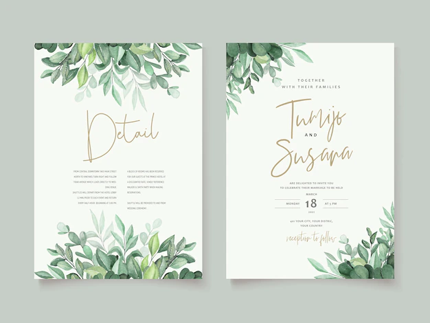 Free Vector | Beautiful watercolor floral wedding card template