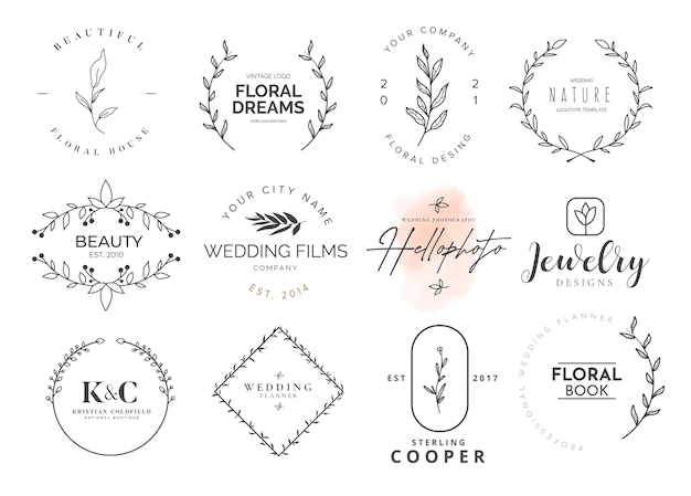 Free Vector | Beauty logotype collection with floral ornaments